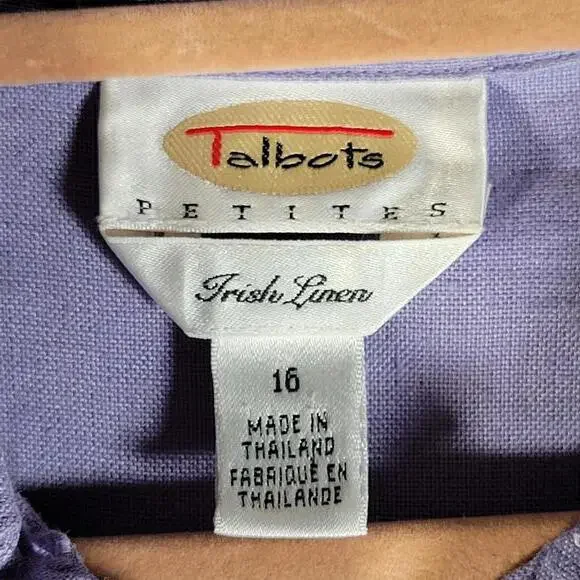 Talbots Petites Irish Linen Lilac Button Front Shirt Women Petite Size 16P - Picture 3 of 10